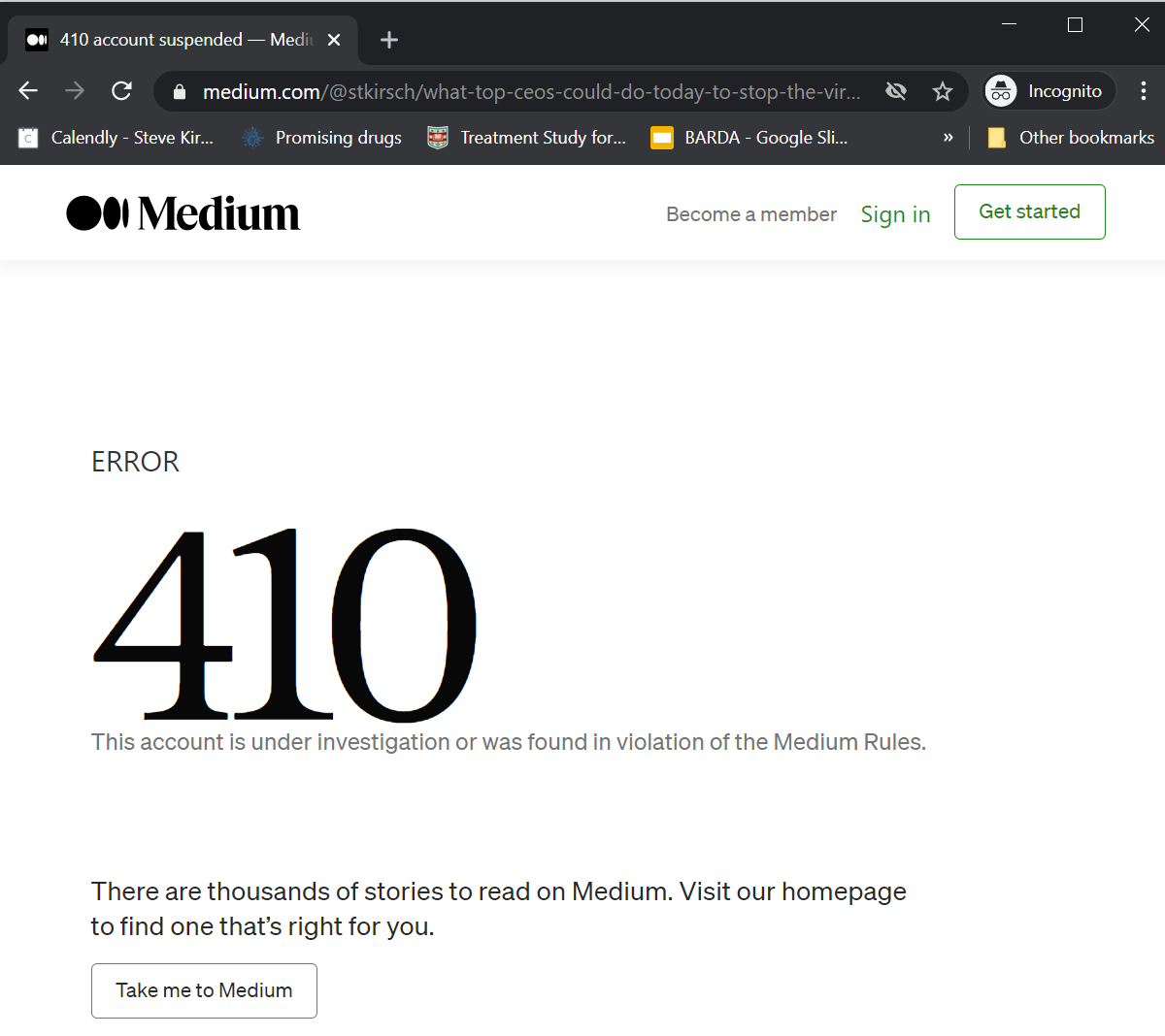 Medium banned me for life for making a statement that would save lives